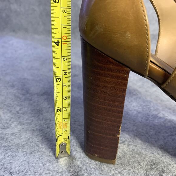 Franco Sarto Tan Leather Open Toe Zip Up Sandals, Women’s Size 8M 4” Heel - Picture 8 of 12